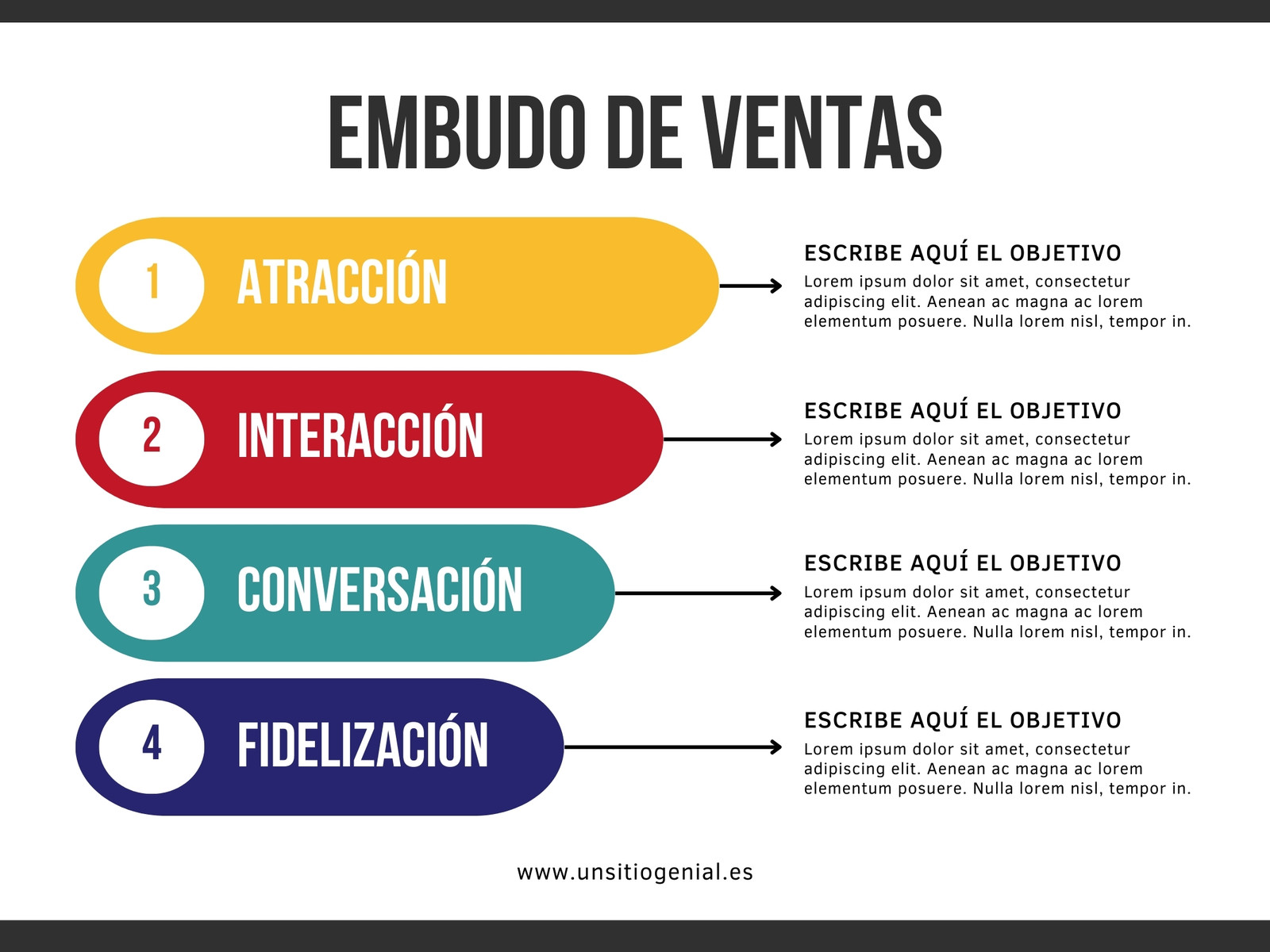 Gráfico Embudo de Ventas Funnel Corporativo y Profesional Multicolor Blanco y Negro
