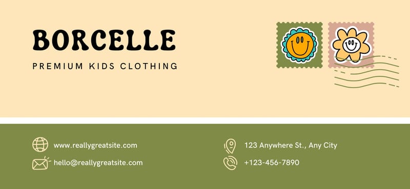 Cute Playful Company Envelope DL Envelope Canva template, yellow and green