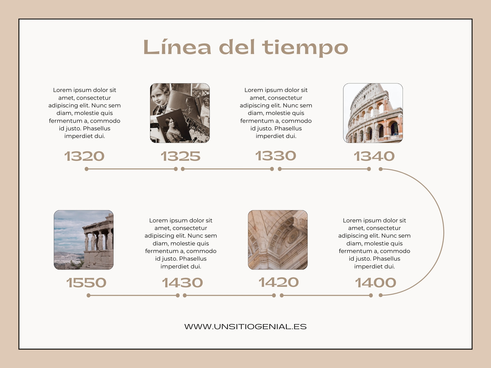 Gráfico Línea del Tiempo Minimalista Beige