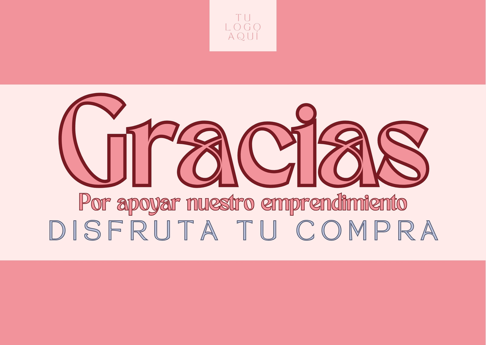 Tarjeta Agradecimiento Gracias por tu compra sencillo rosa y lila