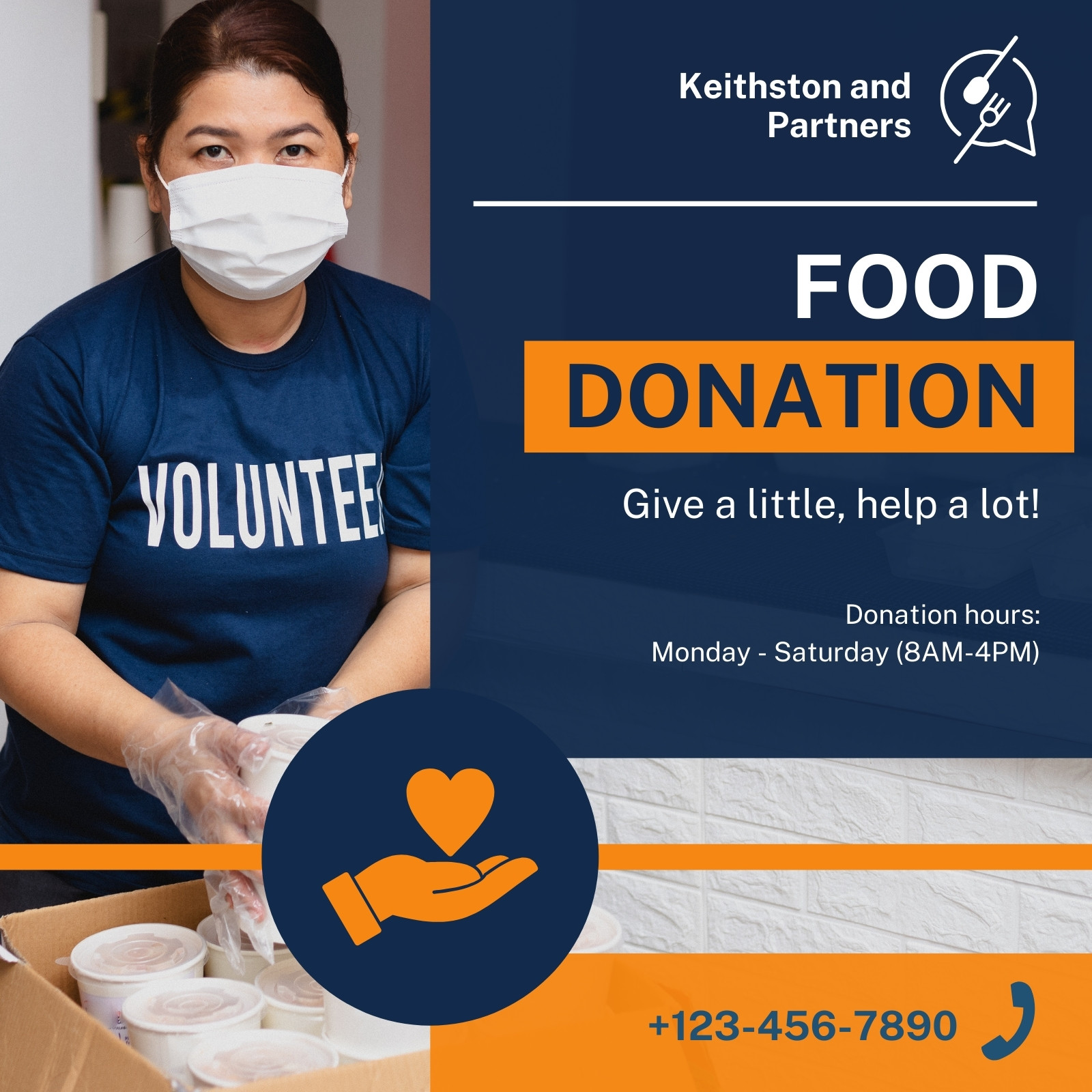 Blue Modern Food Donation Instagram Post