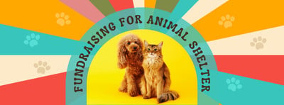 Colorful Retro Animal Facebook Fundraiser Cover Photo Canva template, yellow