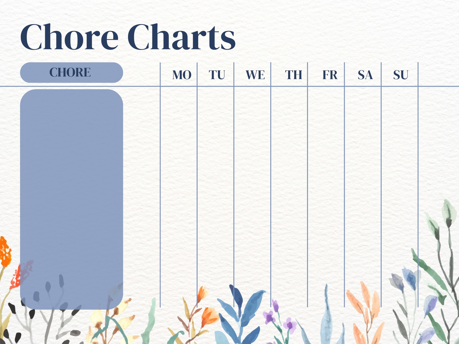 Blue Modern Chore Charts