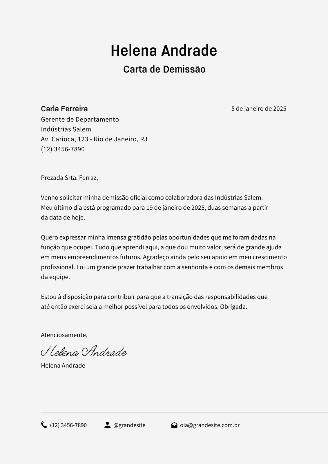 carta de Demissão