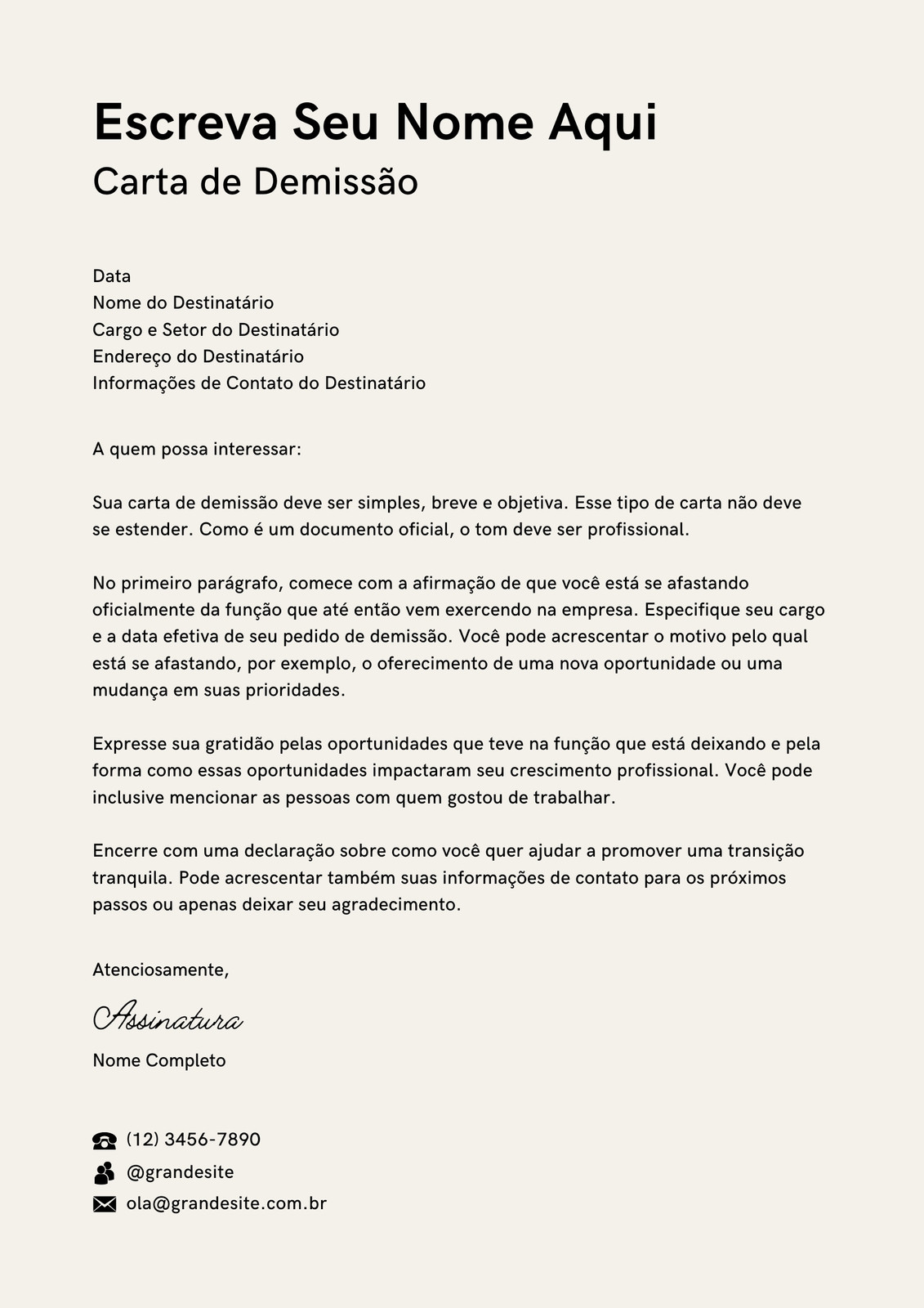 carta de Demissão