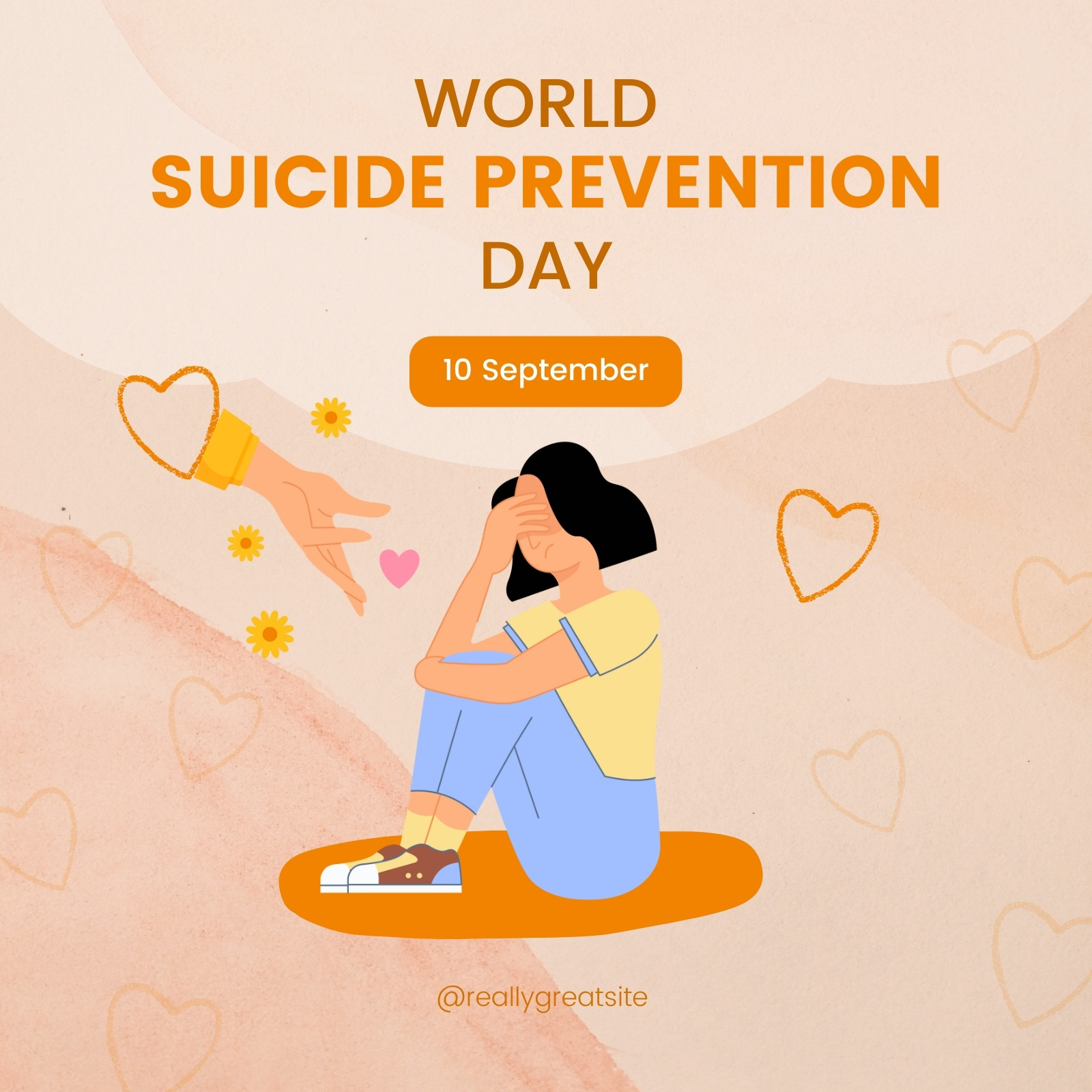 Orange Illustration Minimalist Suicide Prevention Day Instagram Post