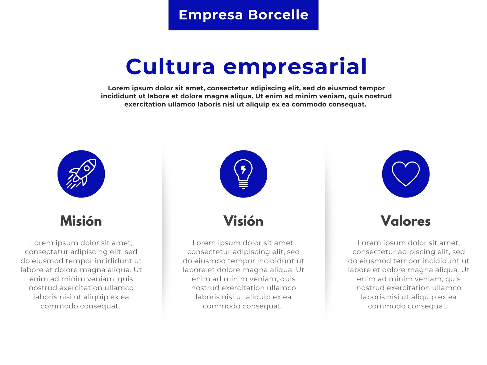 Gráfico Tabla de Misión Visión Valores de Empresa Corporativo Simple Azul Verde y Naranja