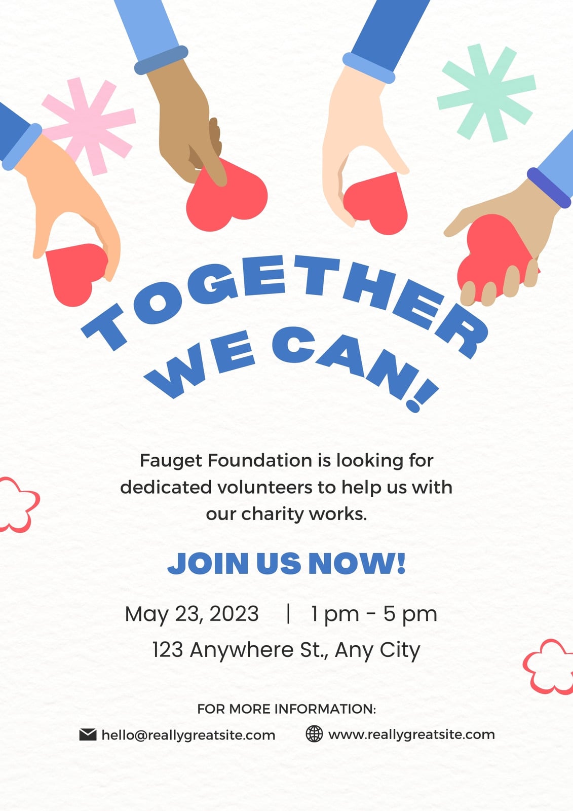 Blue Red Playful Illustration Charity Event Poster