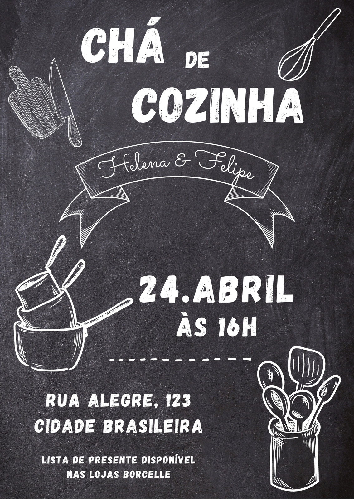 Convite chá de cozinha minimalista