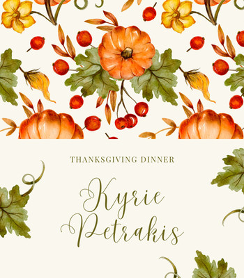 Elegant Thanksgiving Dinner Place Card Canva template, beige
