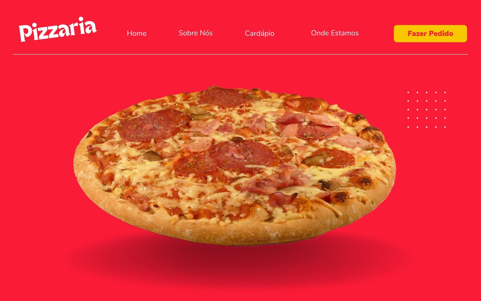 Protótipo Website Pizzaria Vermelho Amarelo Branco