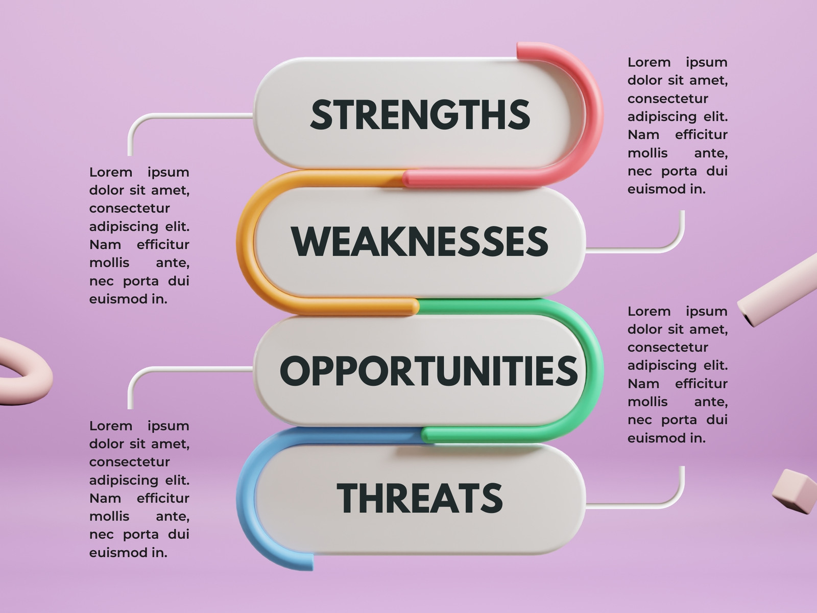 Purple 3D Simple SWOT Analysis