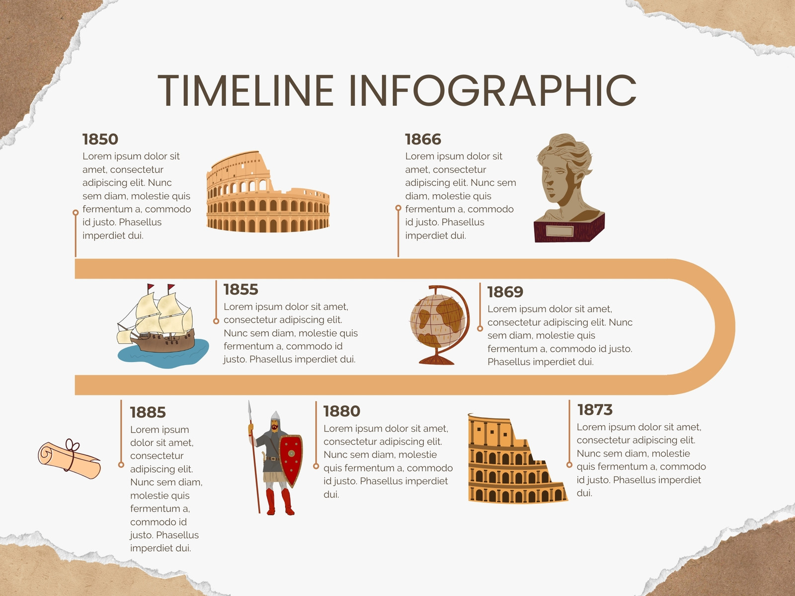 Beige ilustrative history timeline infographic