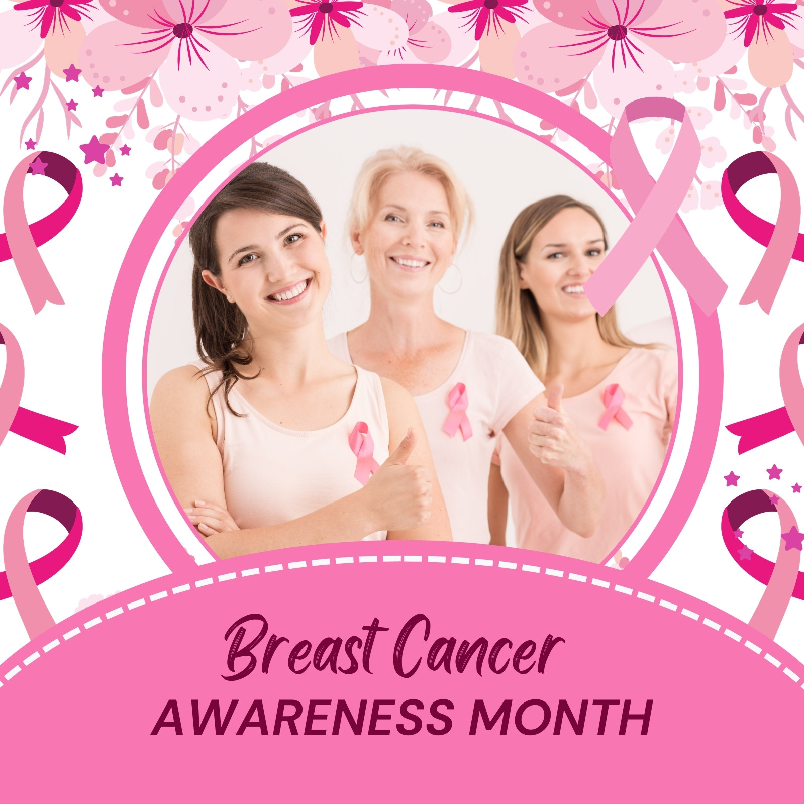 Pink And White Modern Breast Cancer Awareness Instagram Post