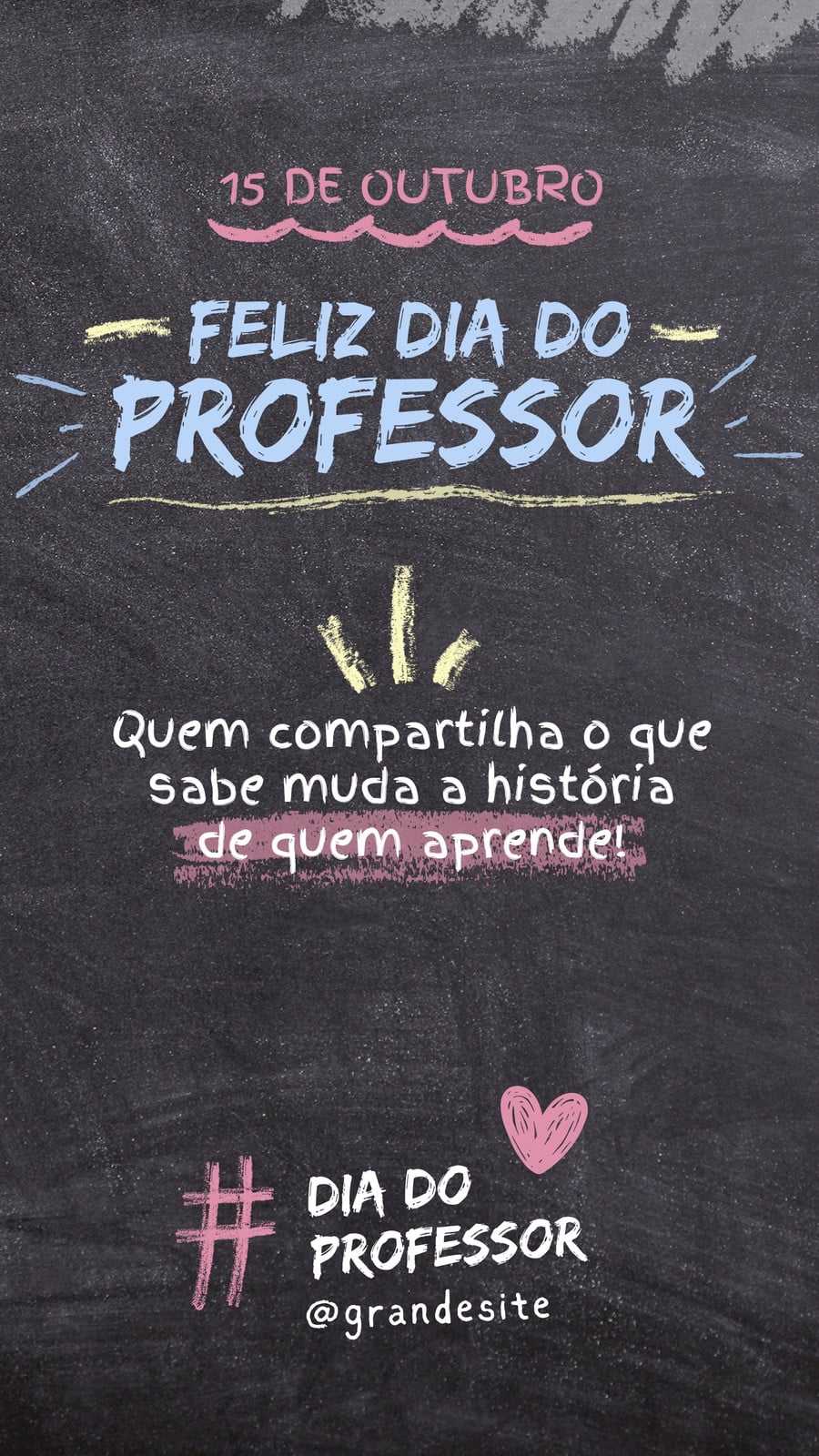 Story Feliz Dia do Professor Giz Divertido Preto