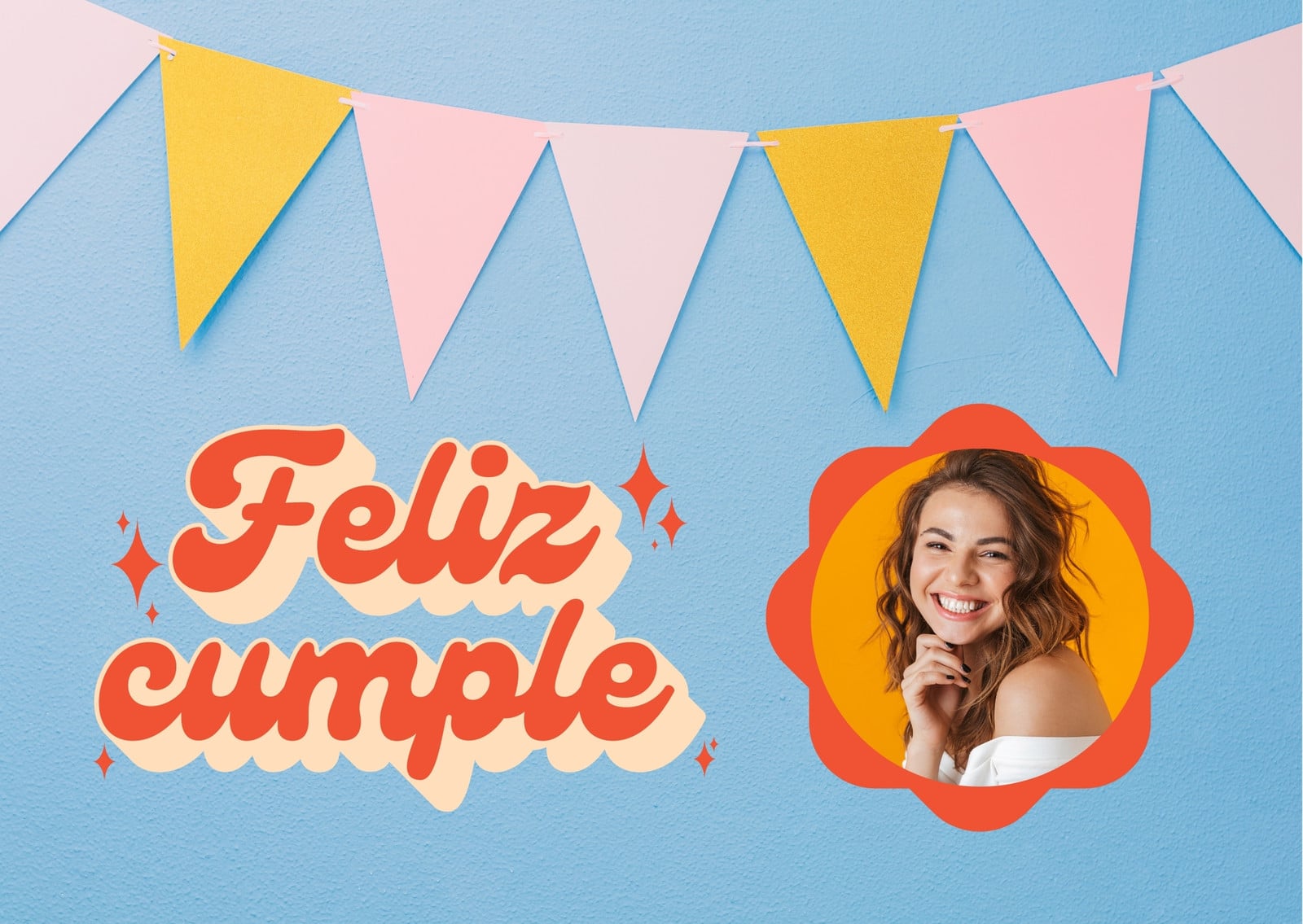 Tarjeta de Felicitación de Cumpleaños Horizontal Fiesta Retro Divertido Azul Naranja Amarillo Tarjeta de Felicitación de Cumpleaños Horizontal Fiesta Retro Divertido Azul Naranja Amarillo
