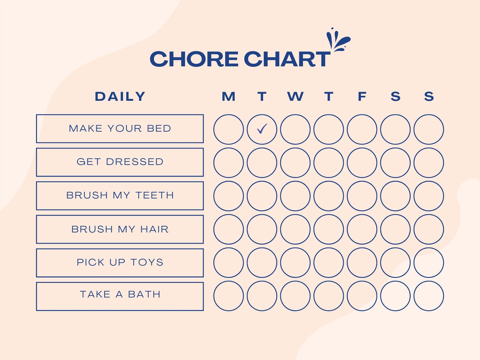 Light Pink Delicate Abstract Chore Chart Graph
