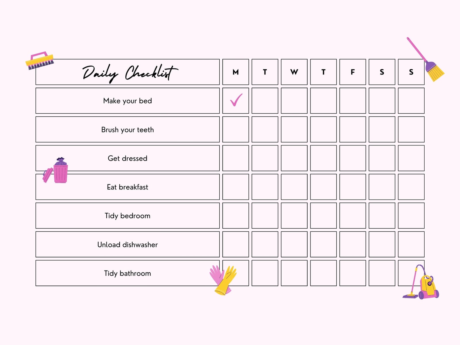 Minimalist Daily Checklist Graph
