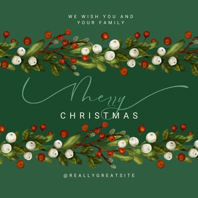 Modern Simple Greeting Merry Christmas Instagram Post Canva template, green