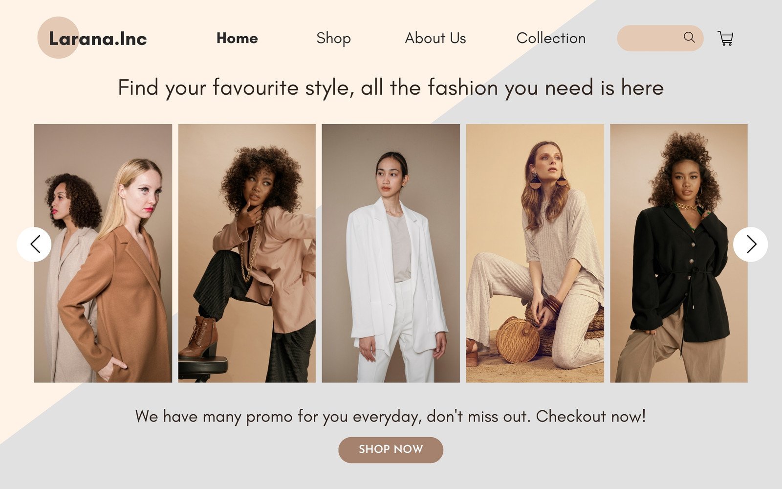 Cream Professional Online Shop Desktop Prototype