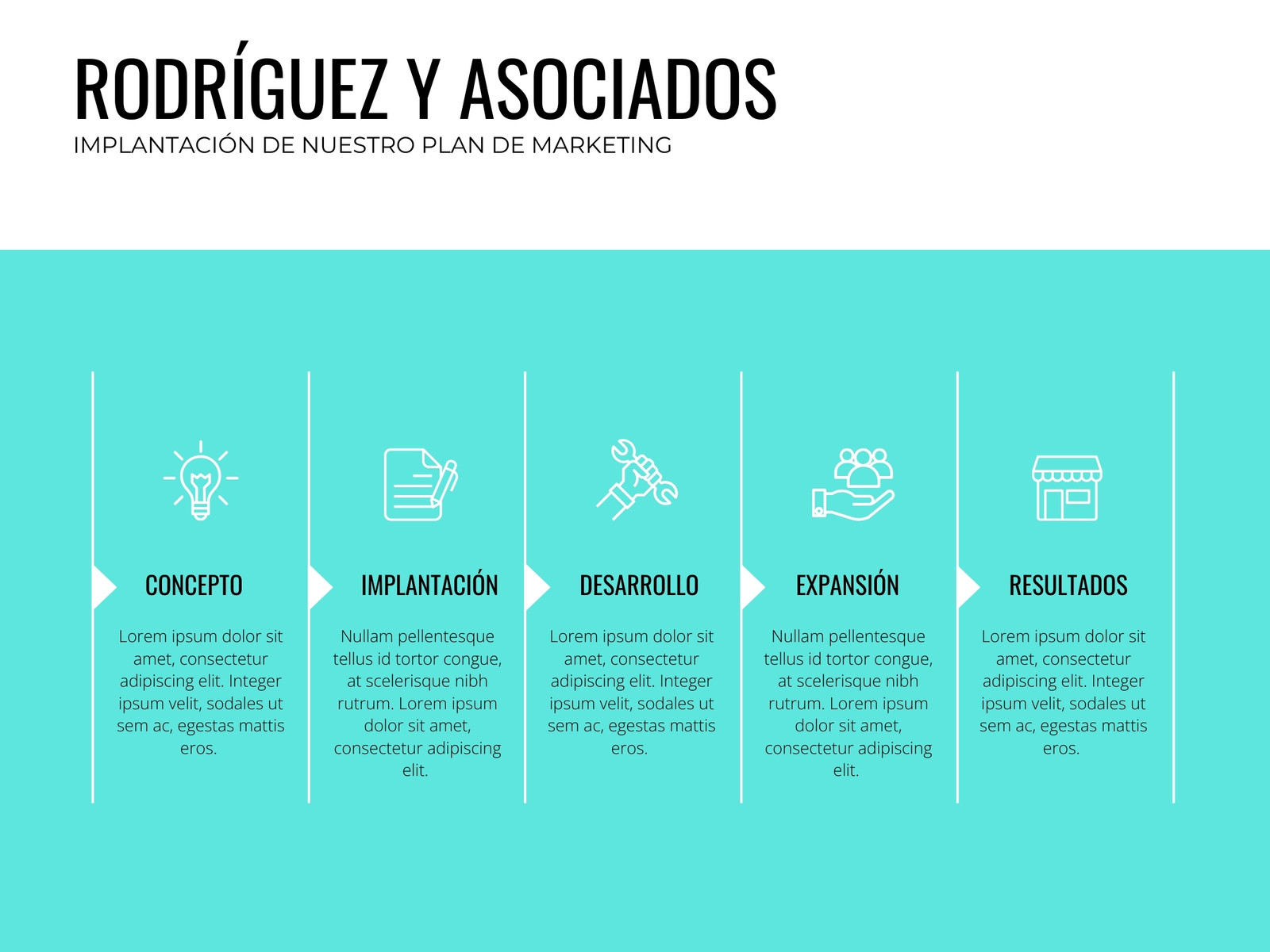 Gráfico Proceso Implantación Plan Marketing Empresa Tecnología Moderno Azul Neón