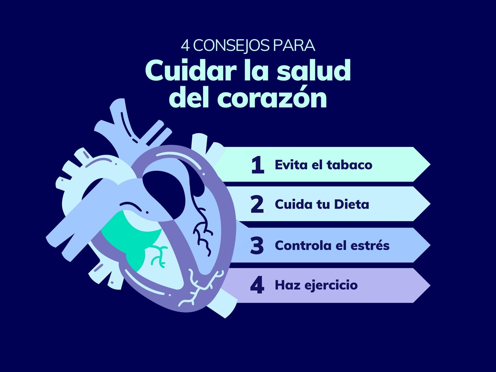 gráfico consejos salud corazón profesional azul