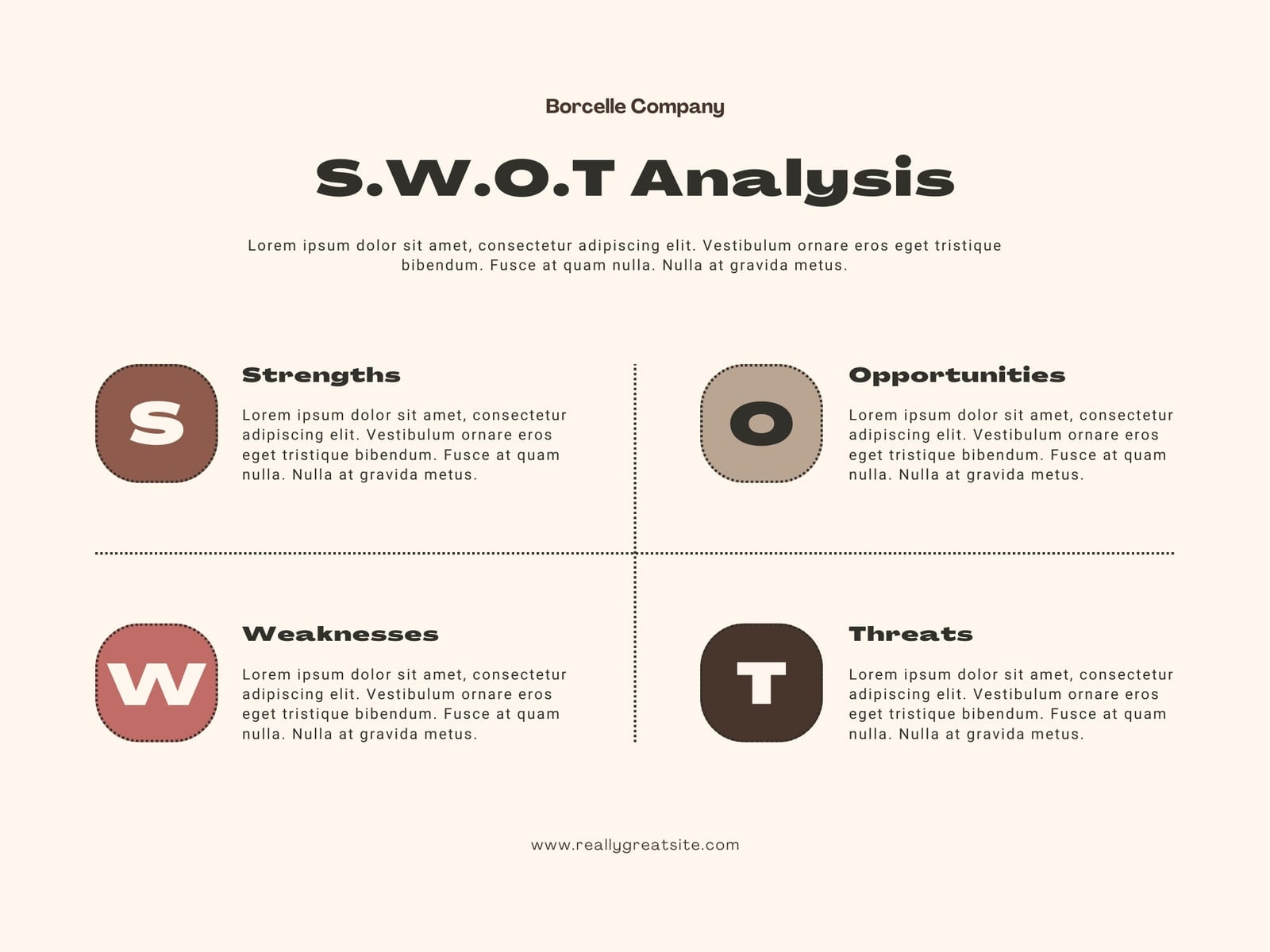 Beige and Black Minimalist SWOT Analysis Graph