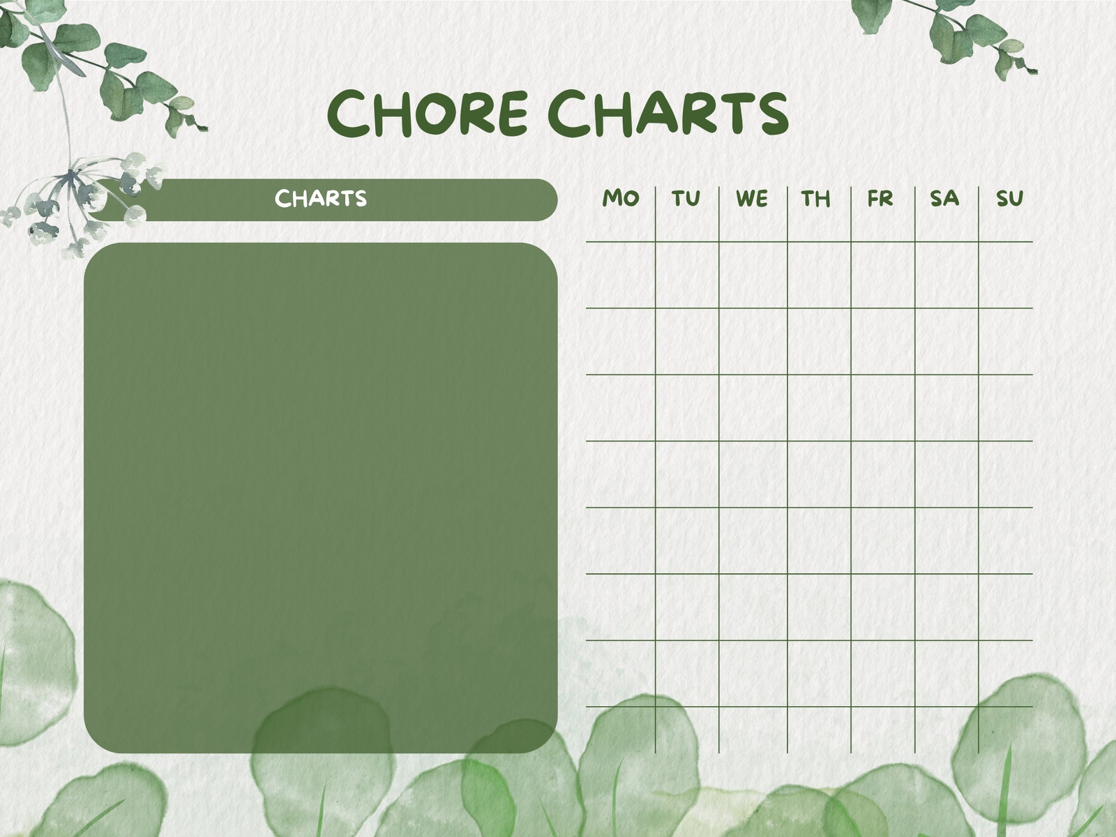 green modern chore chart