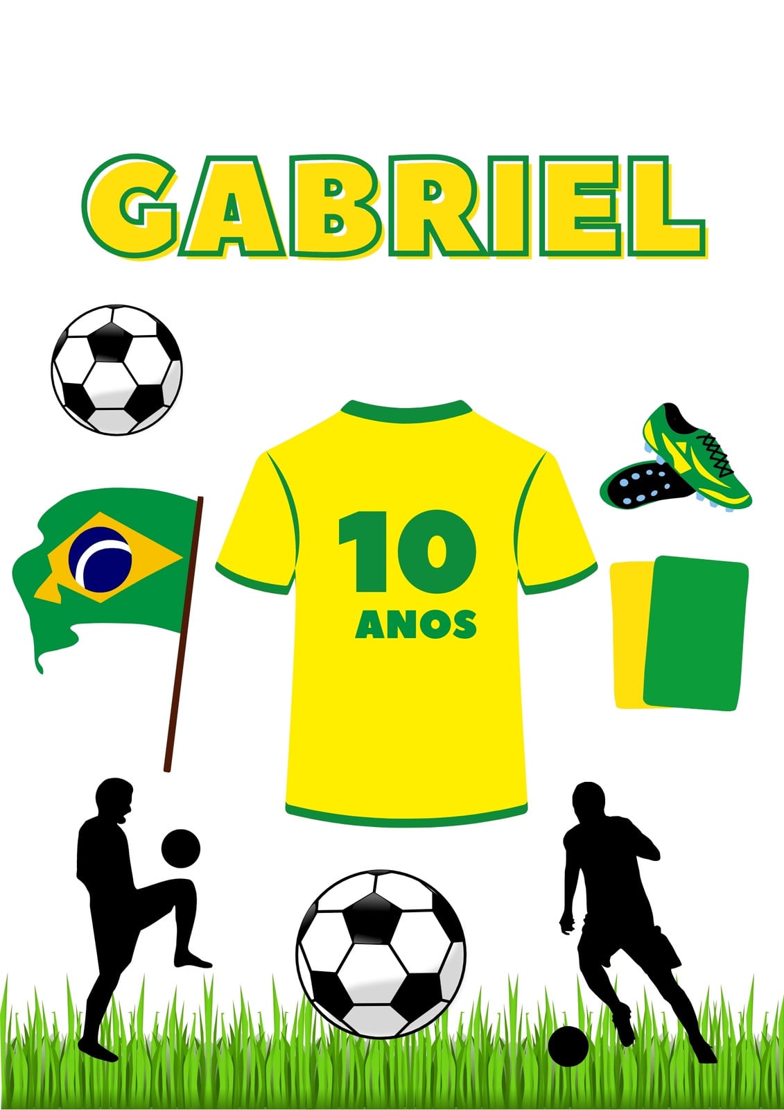 Topo para bolo copa brasil verde amarelo a4