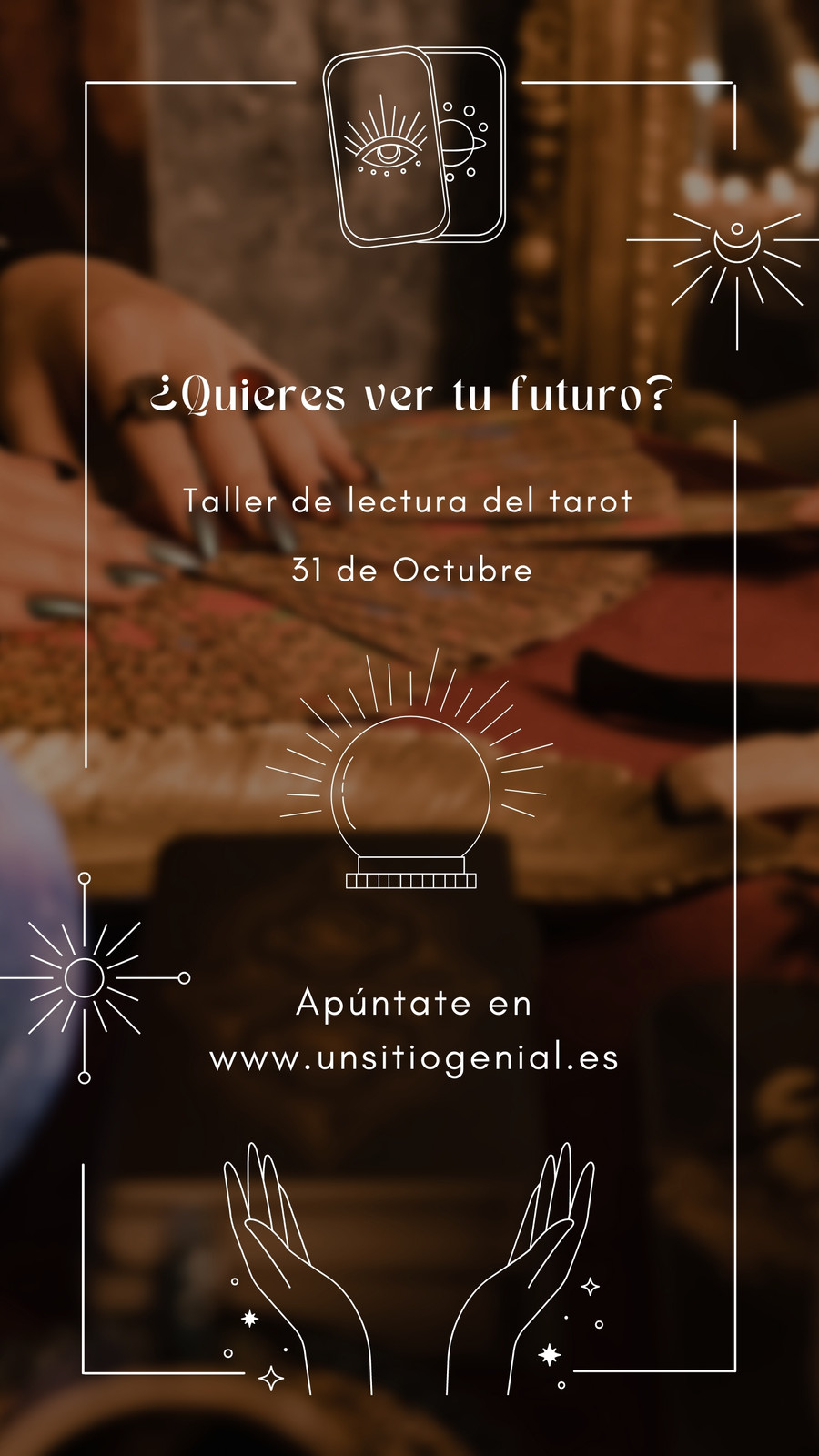 Historia instagram anuncio taller lectura de tarot minimal lineal negro blanco