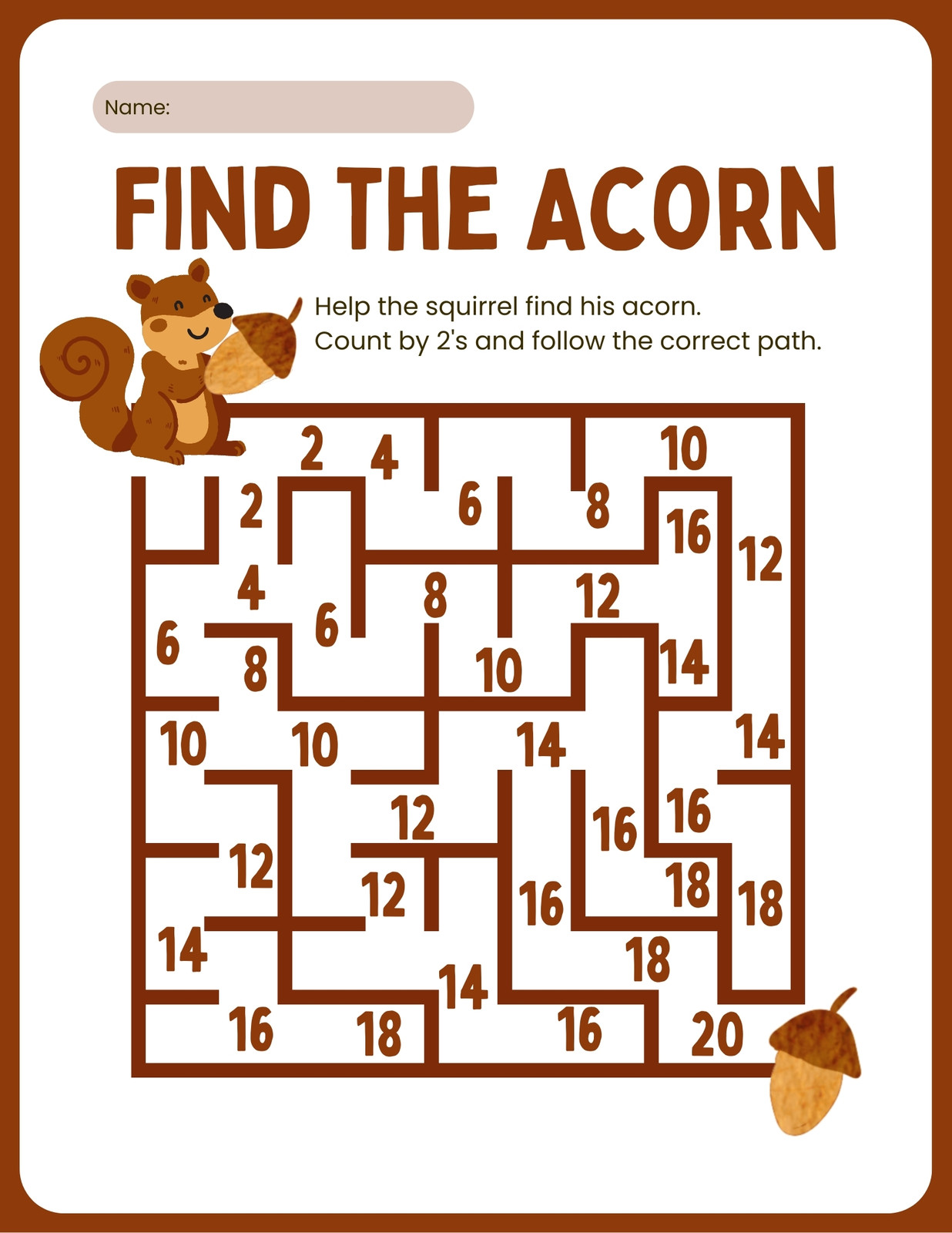 Skip Counting Maze Worksheet