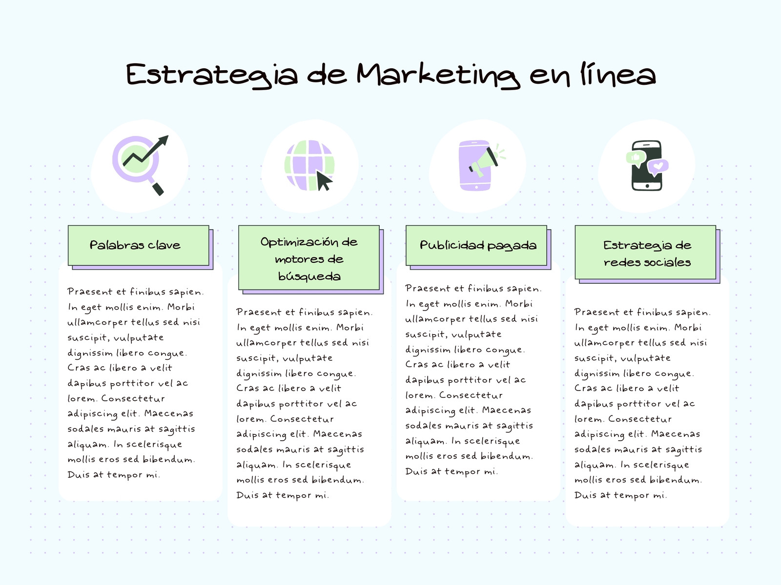 Gráfico Estrategia Marketing Dibujado a Mano Azul Claro y Verde