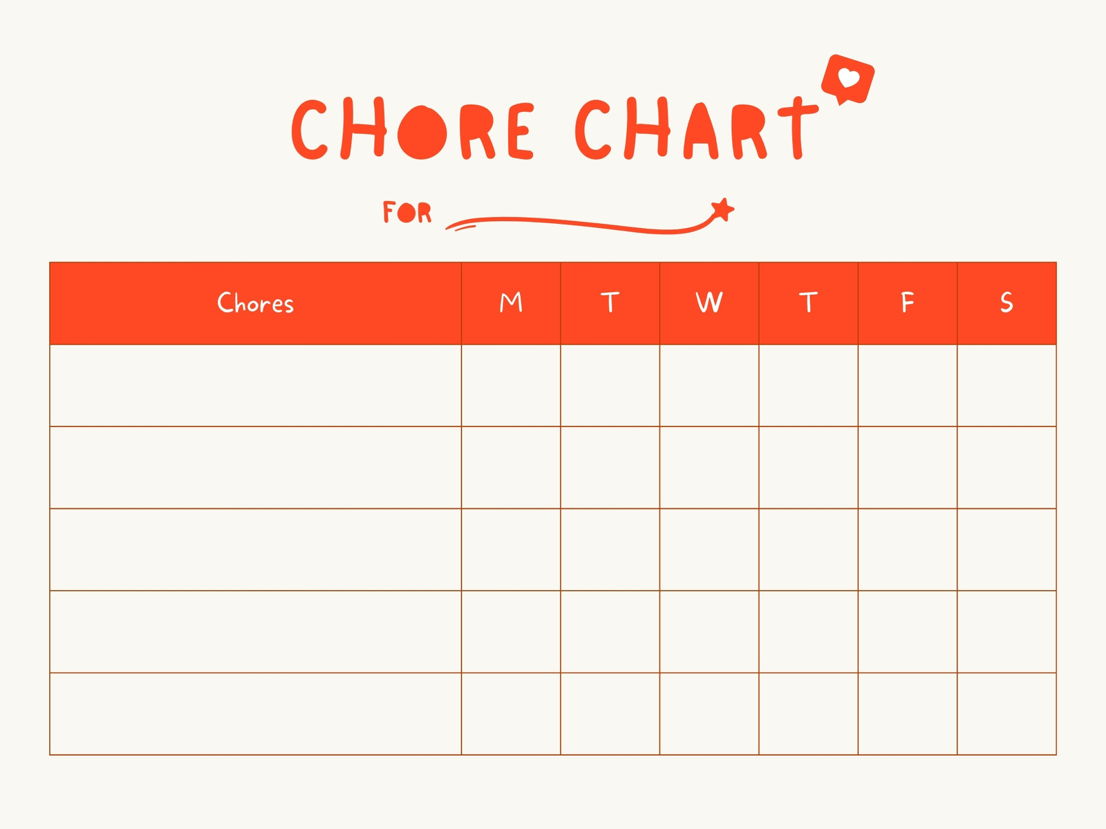 Simple and Cute Chore Chart