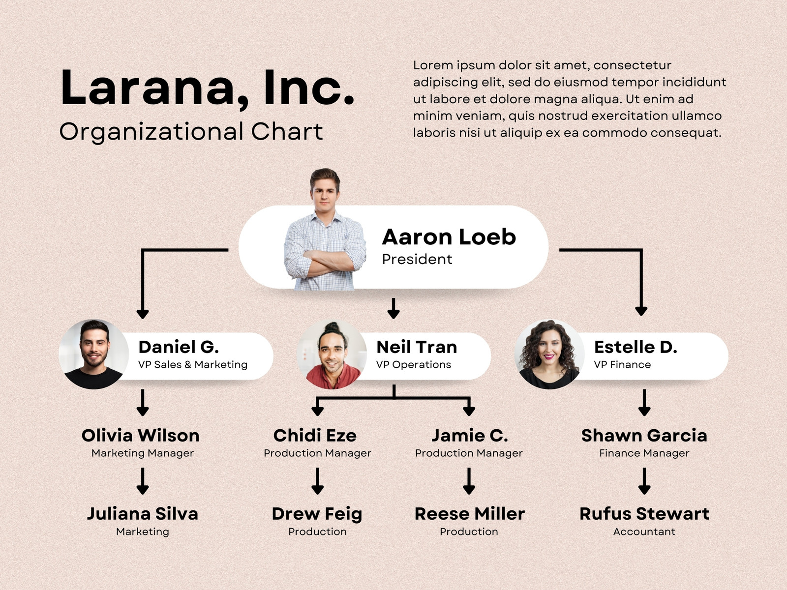Beige Modern Structure Organizational Chart Graph