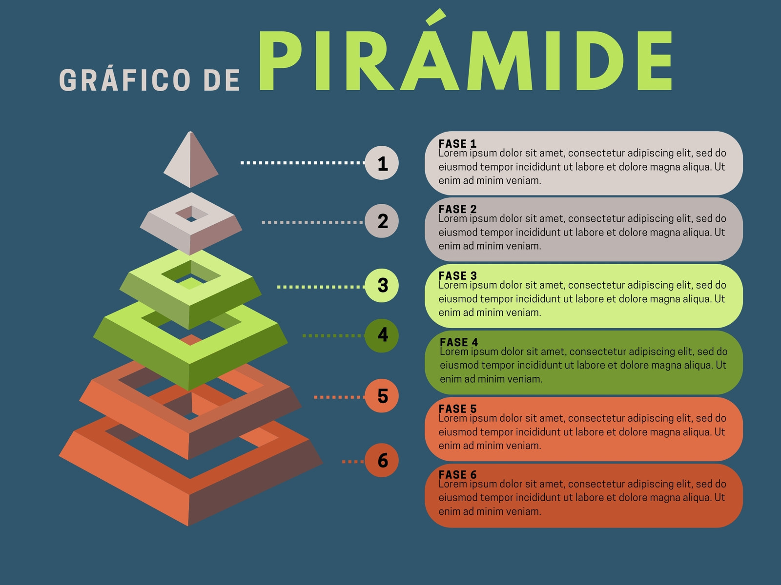 Gráfico Diagrama Piramidal 3D Azul y Verde