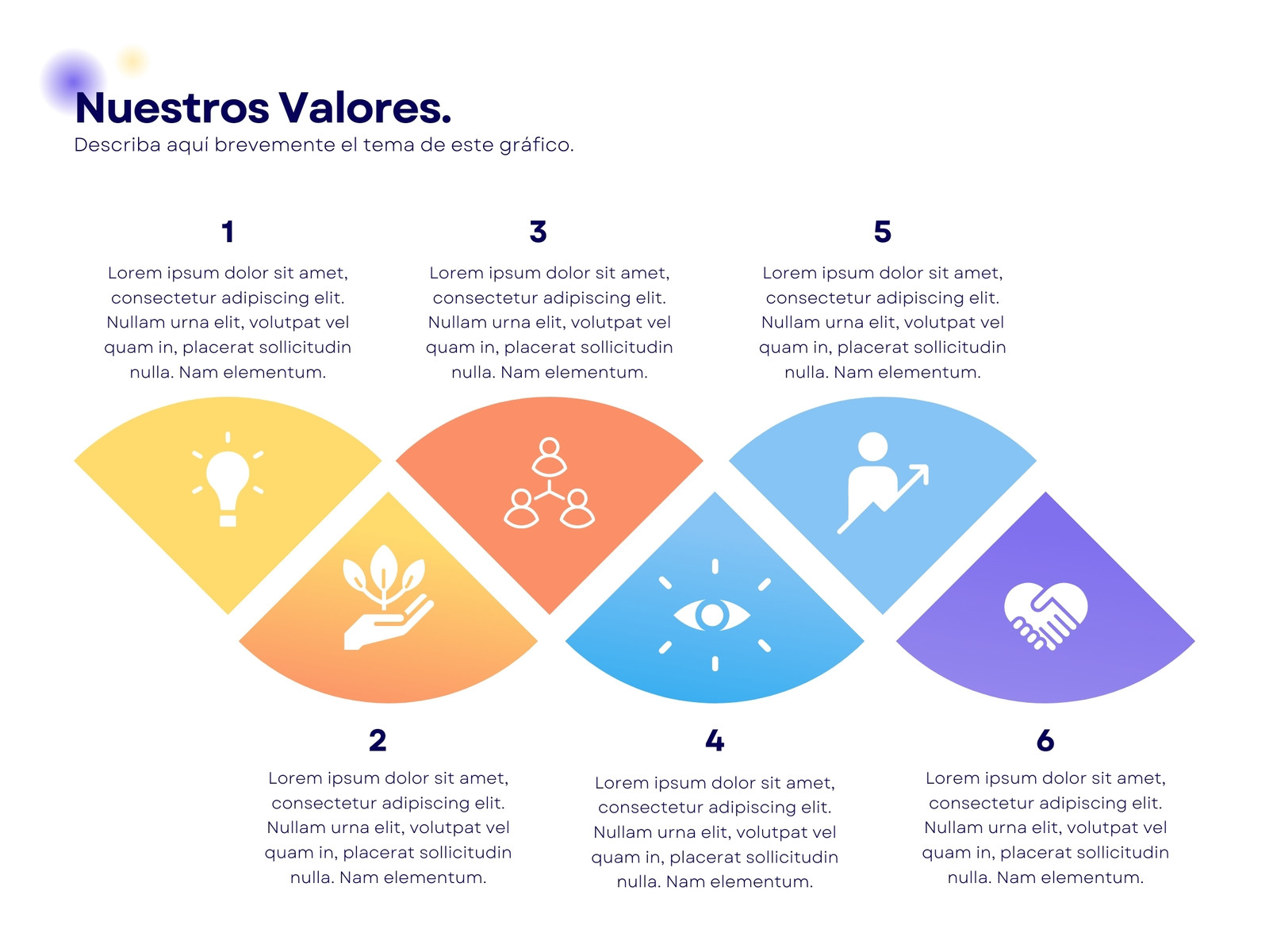 Gráfico Valores Proceso Moderno Corporativo Amarillo Naranja Azul Morado