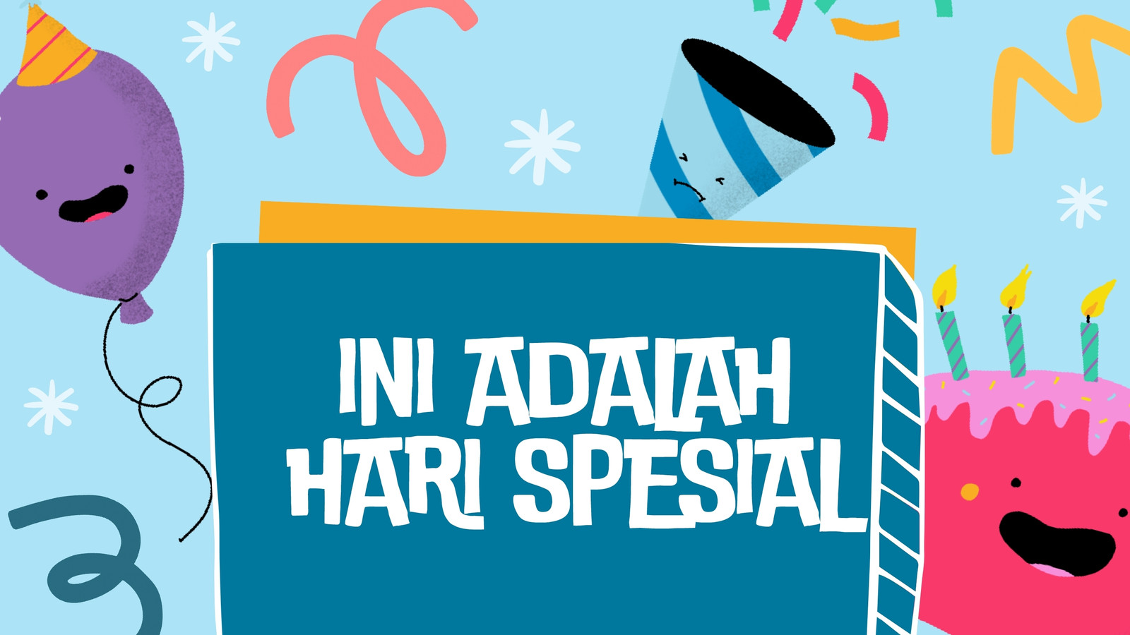 Video Biru Oranye Ilustratif Ulang Tahun