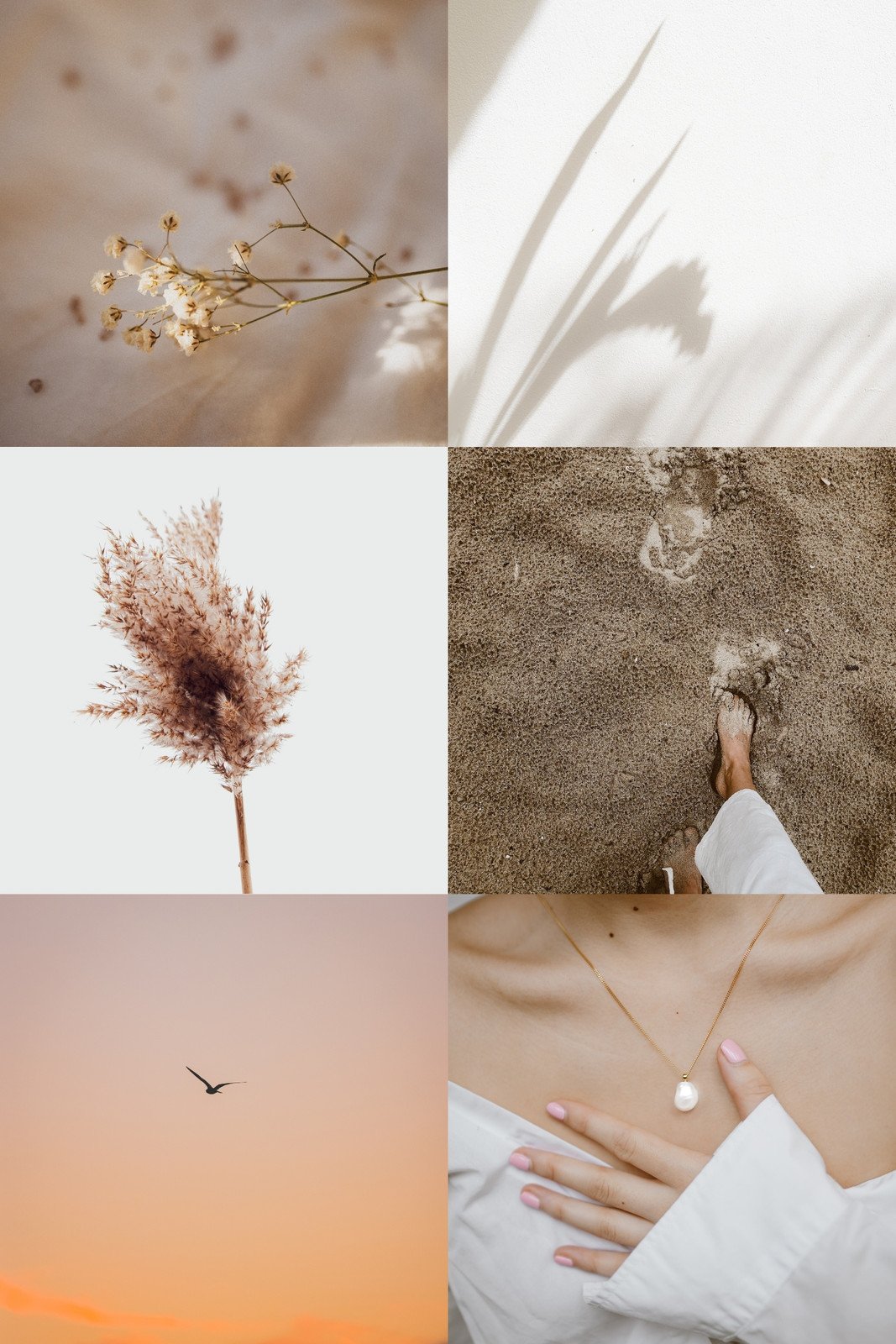 Collage de fotos sencillo tonos neutros minimalista aesthetic