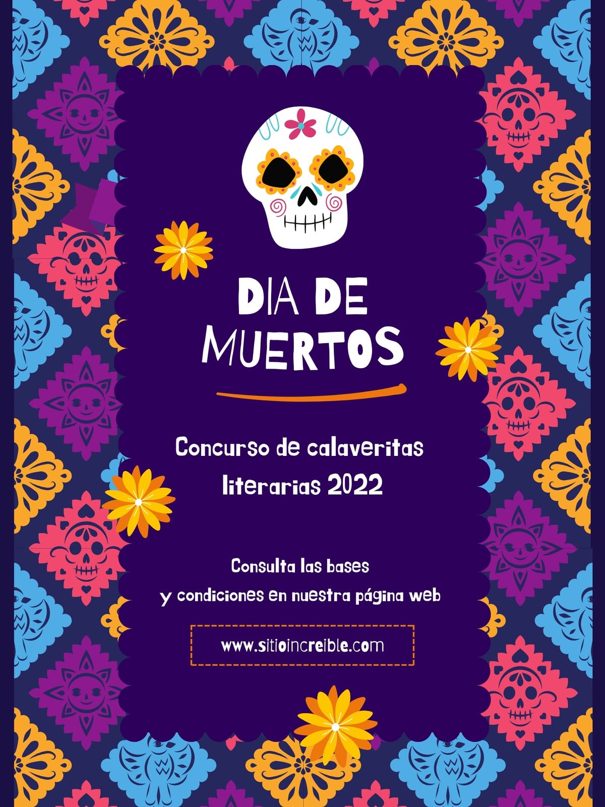 Cartel de Día de Muertos - Póster, concurso, colorido y morado