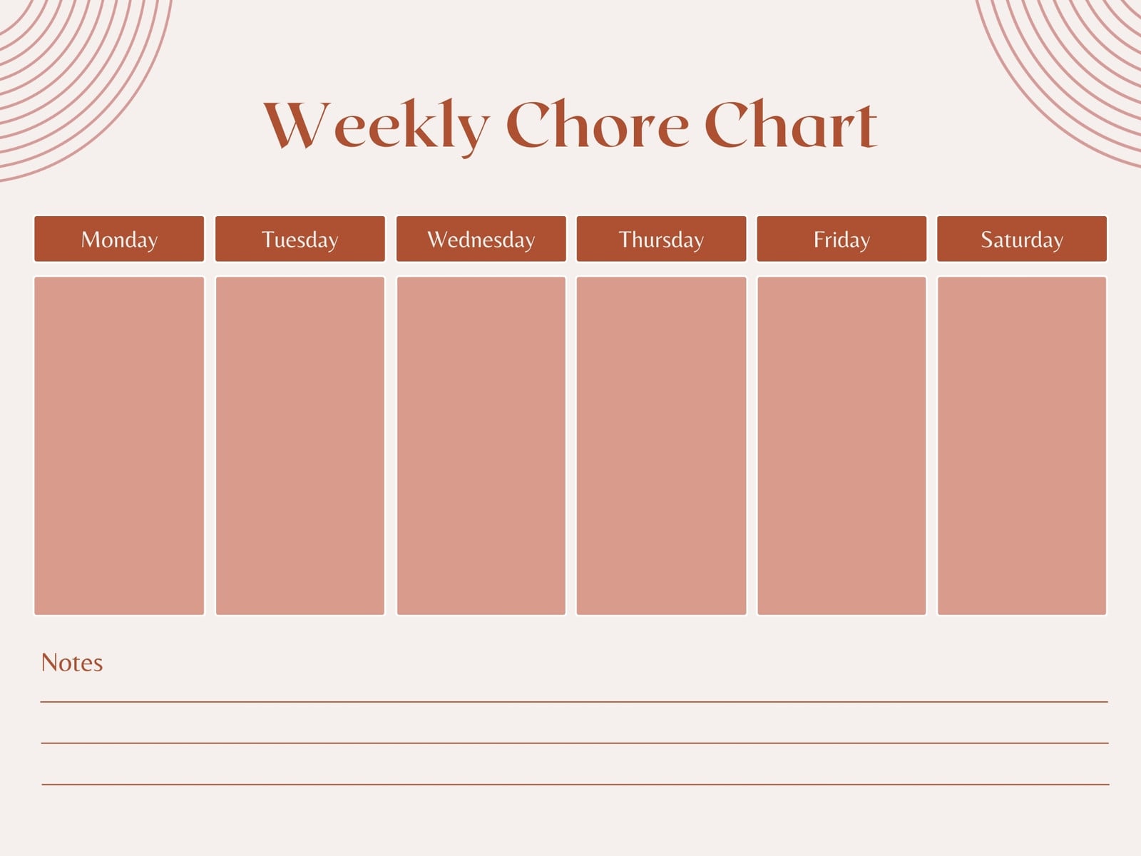 Brown and Pink Clean Chore Chart