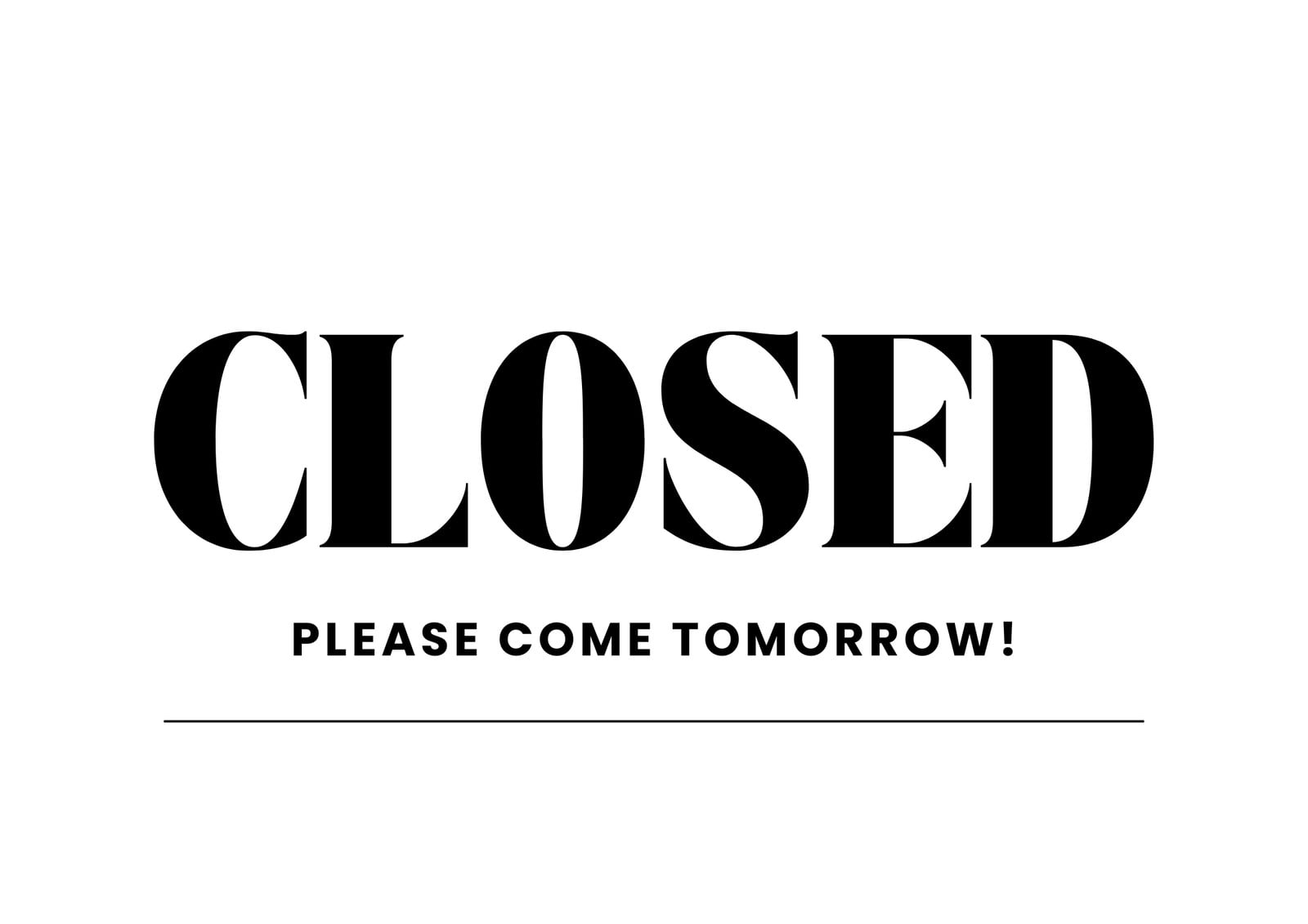 Black Closed Sign Landscape Poster