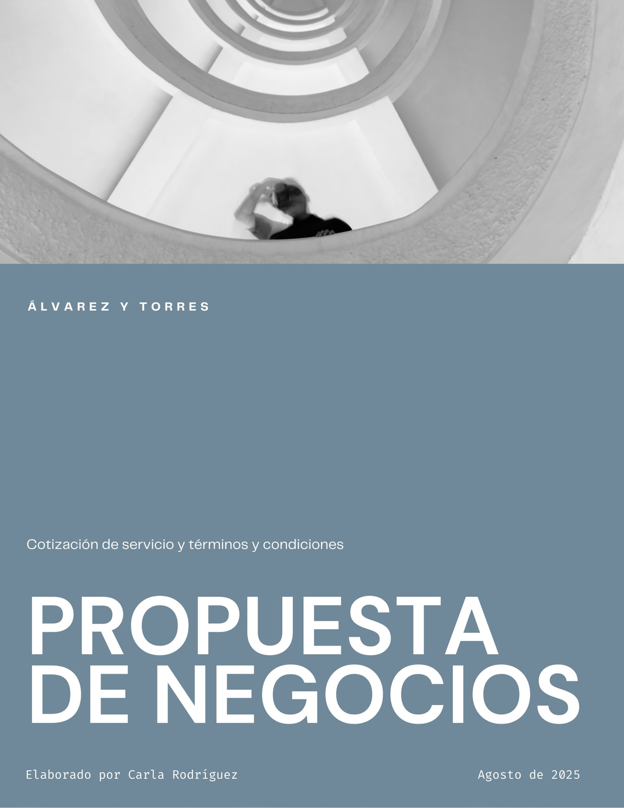 Portada de Propuesta Corporativo Minimalista Azul Pastel Blanco