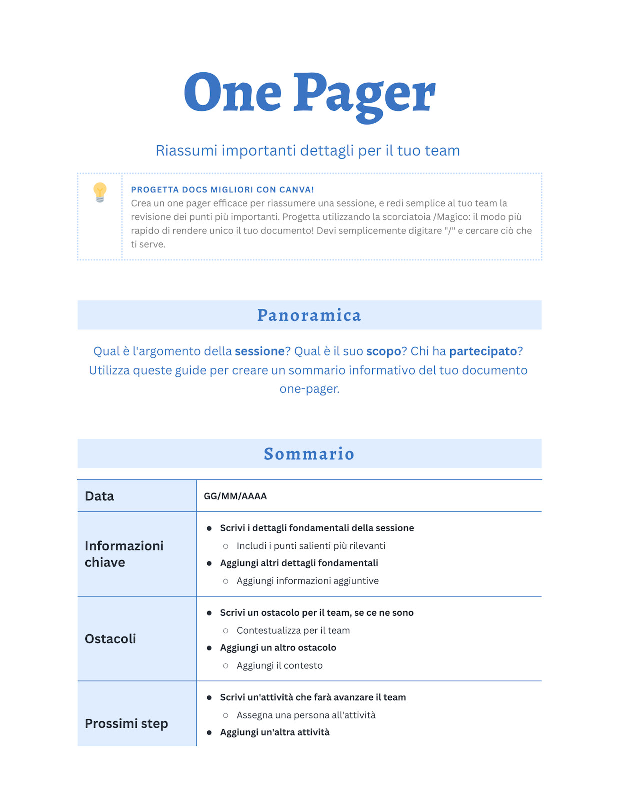 Bianco e Nero Azzurro e Blu Classico Stile Professionale Doc One Pager