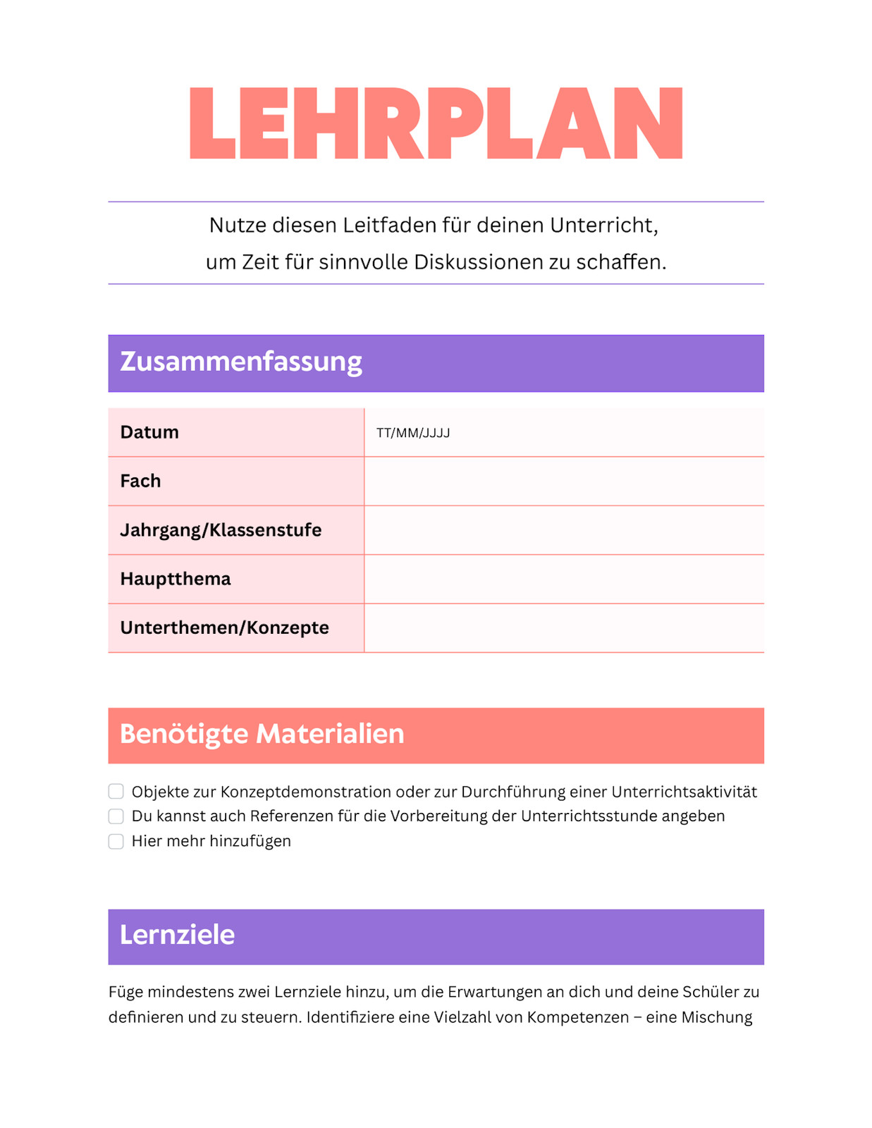 Lehrplan Doc in Lila Korallenrot Dynamisch Professioneller Stil Lehrplan Doc in Lila Korallenrot Dynamisch Professioneller Stil