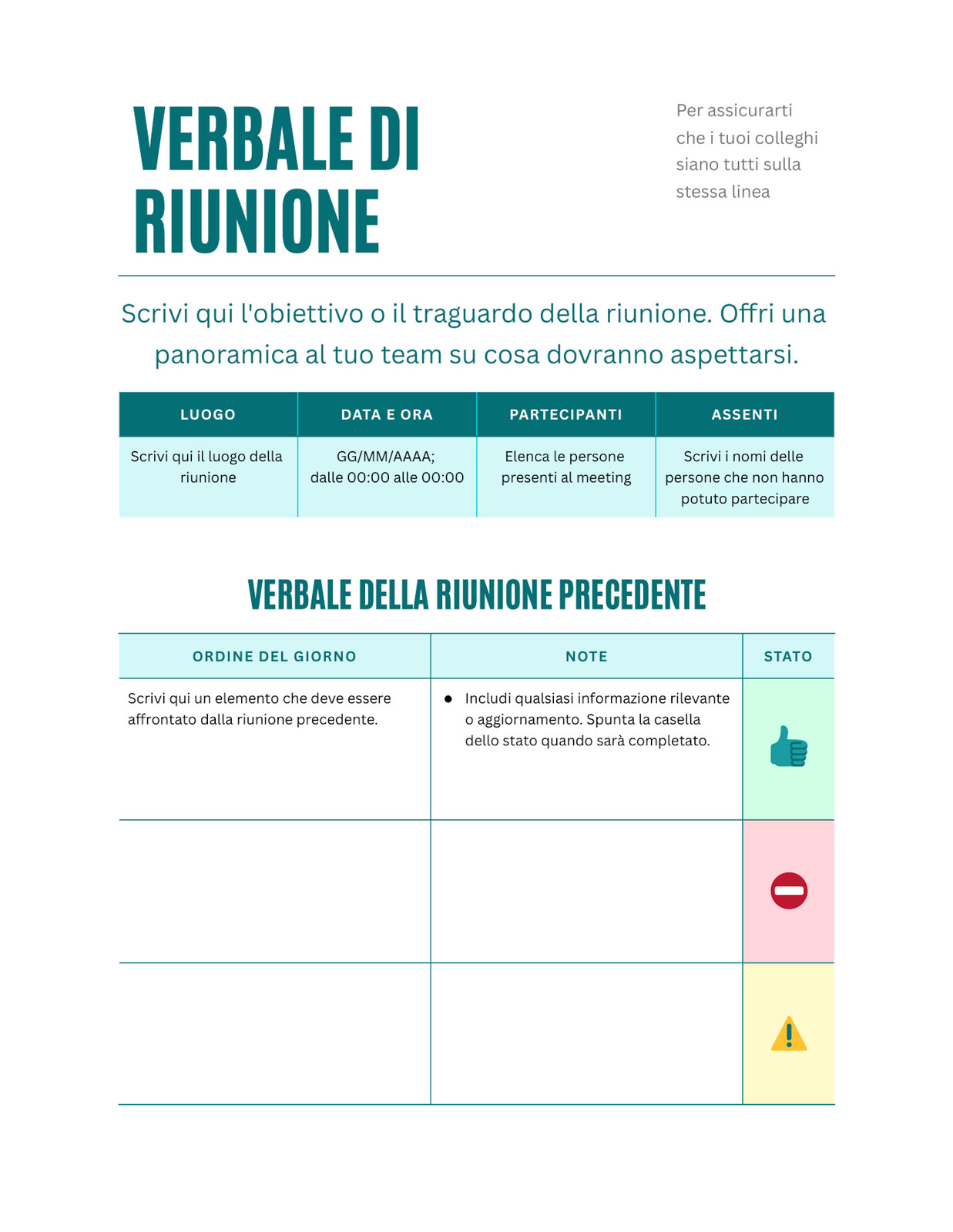 Verde Acqua Turchese Classico Stile Professionale Doc Verbale di Riunione Verde Acqua Turchese Classico Stile Professionale Doc Verbale di Riunione