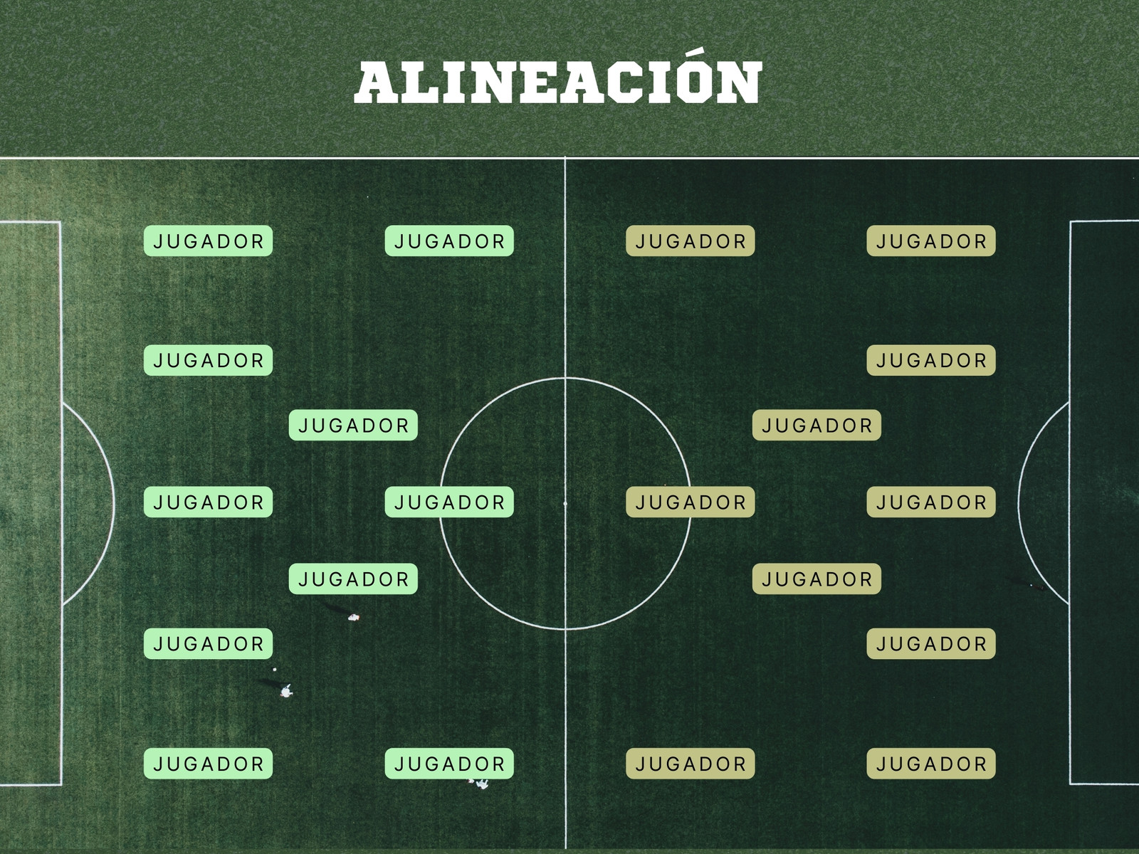 Gráfico Alineación Equipo Fútbol Moderno Verde