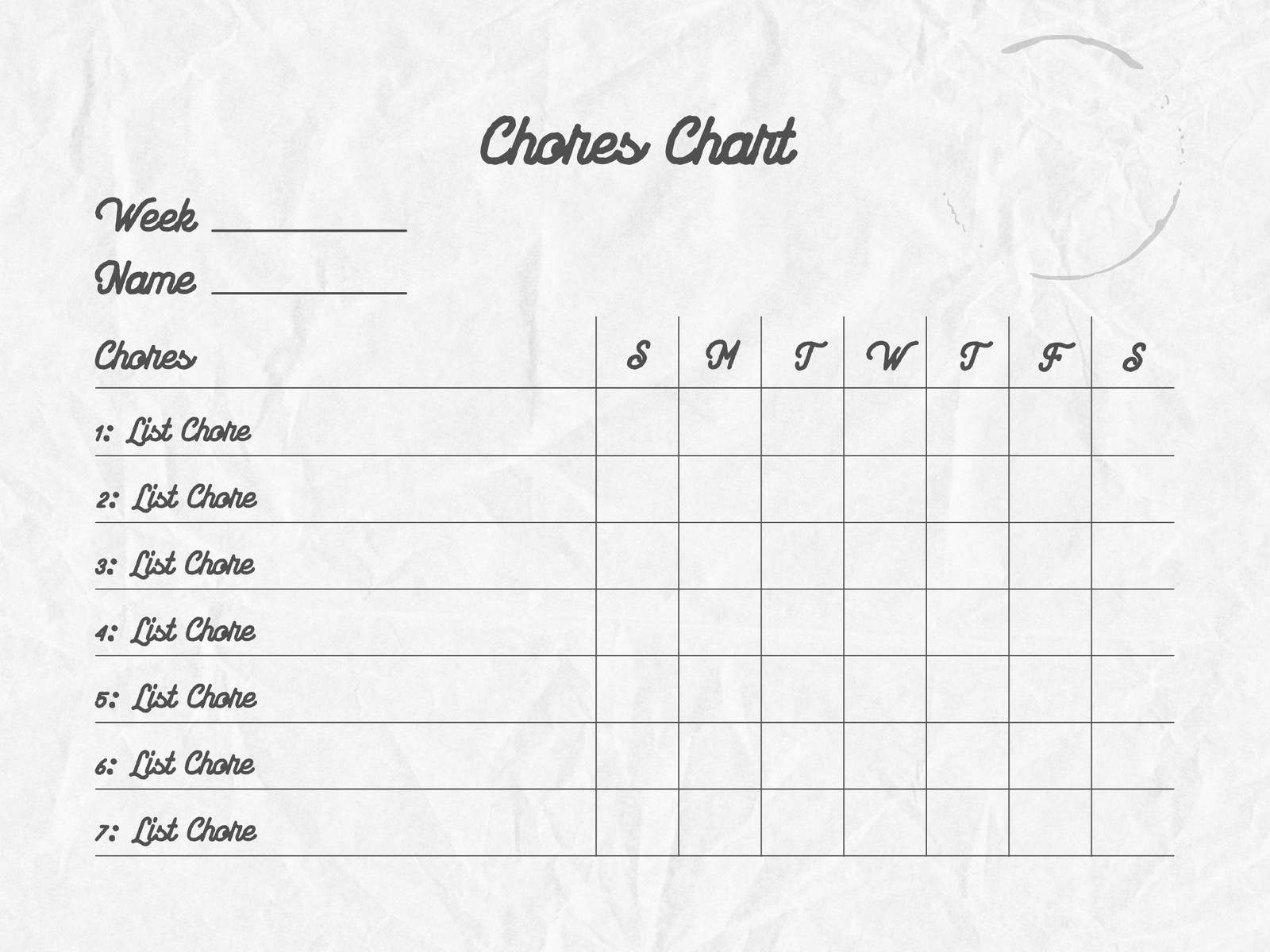 Vintage Chores Chart