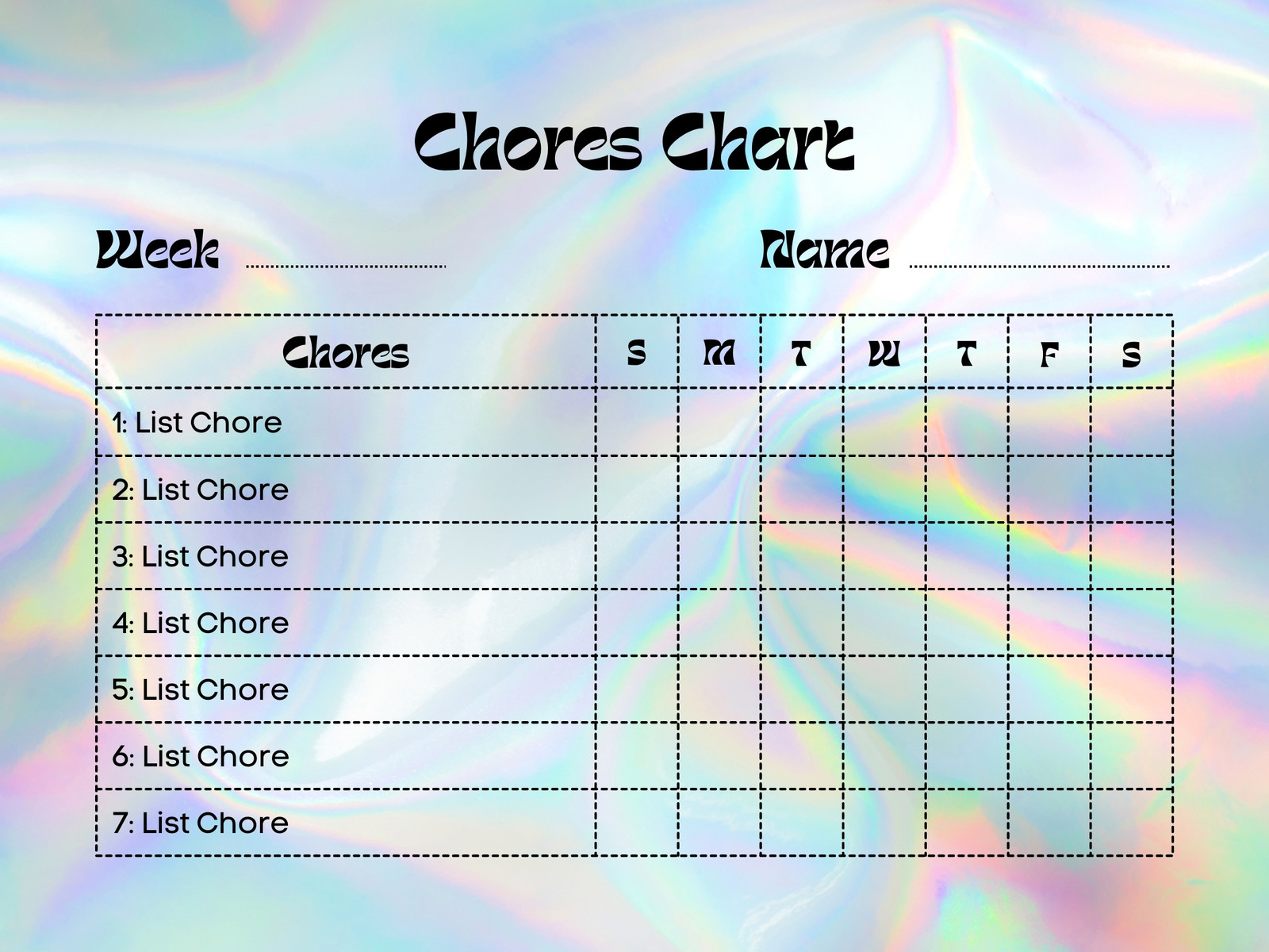 Iridescent Chores Chart