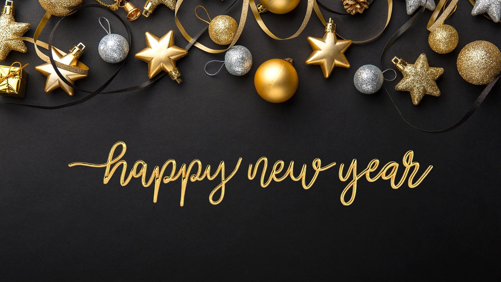 Gold Black Modern Happy New Year Desktop Wallpaper