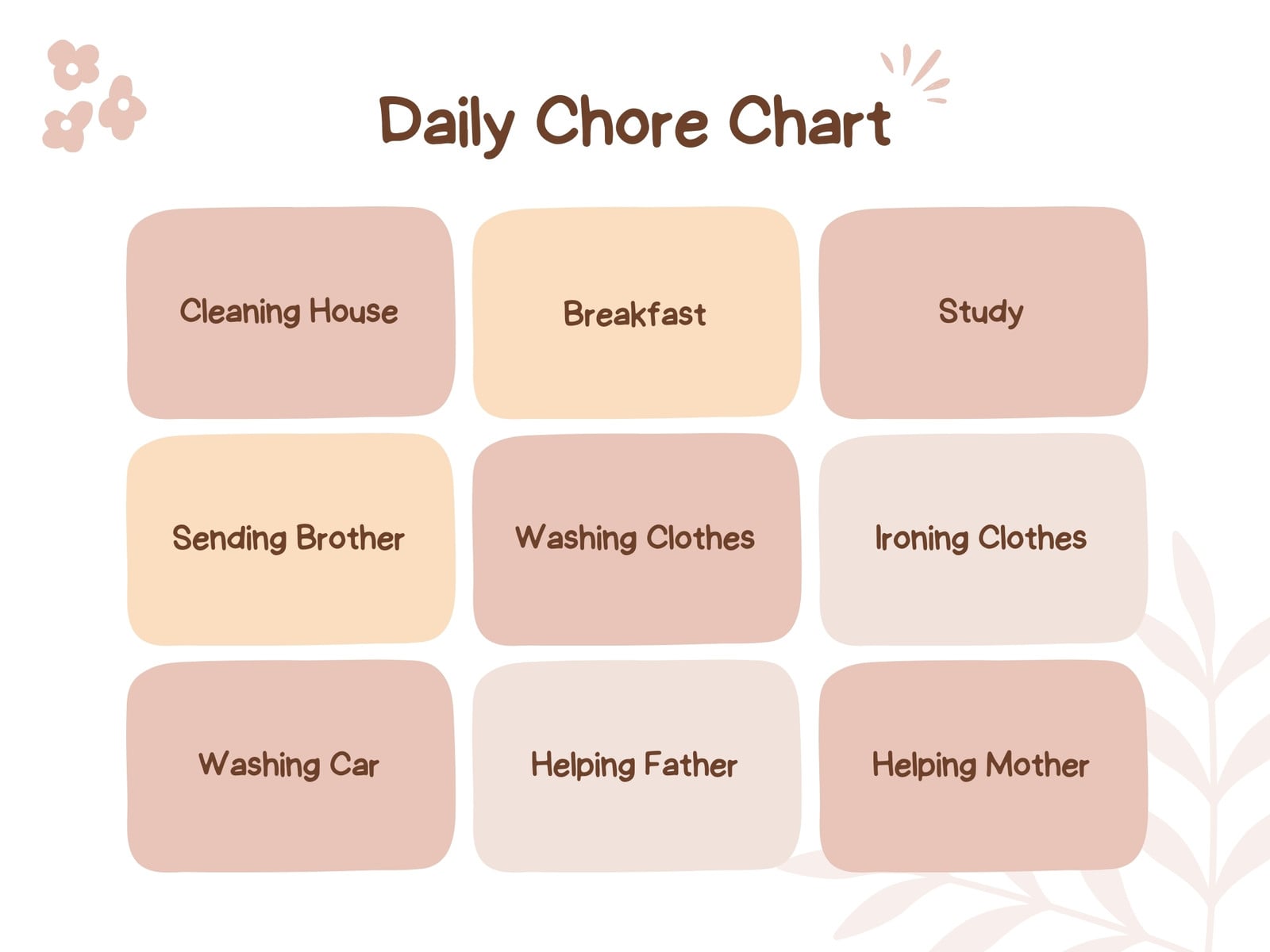 White and Beige Minimalist Daily Chore Chart